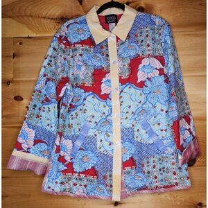 KOOS Of COURSE..LINEN..REVERSIBLE..MULTI-COLORED..PATCHWORK PRINT JACKET Meduim